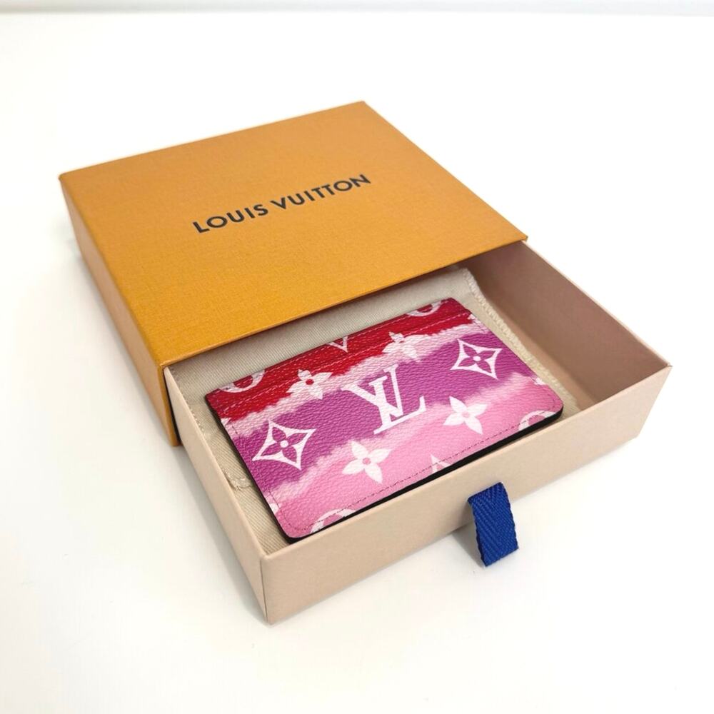 LOUIS VUITTON LV Escale Tie Dye Monogram Rouge Card Holder Coated Canvas Wallet